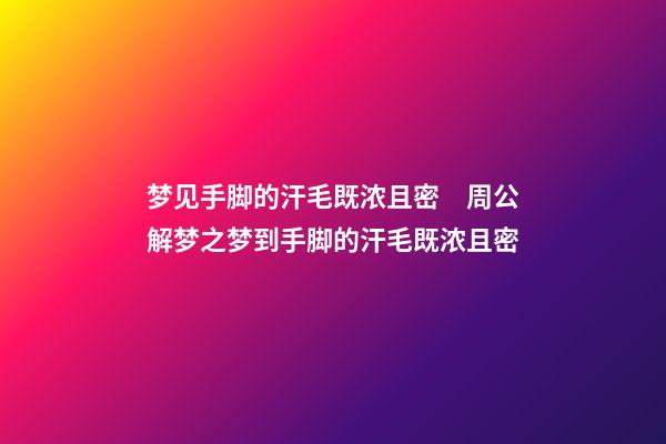 梦见手脚的汗毛既浓且密　周公解梦之梦到手脚的汗毛既浓且密